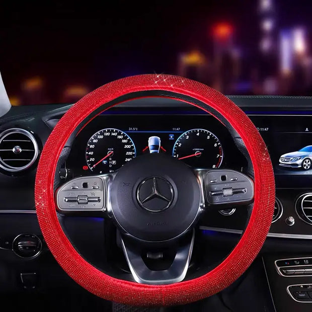 Housse De Volant Bling Avec Strass Argentés D-Shape - ConfortVoiture.fr