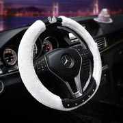 Housse De Volant Fourrure Sherpa Cuir Noir Hiver Bling - ConfortVoiture.fr