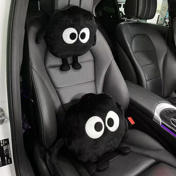 Coussin Appui-Tête Et Lombaire Dessin Animé Charbon - ConfortVoiture.fr