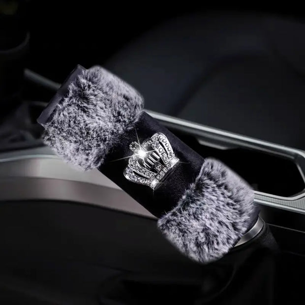 Protège-Frein et Levier de Vitesse Velours Noir - ConfortVoiture.fr