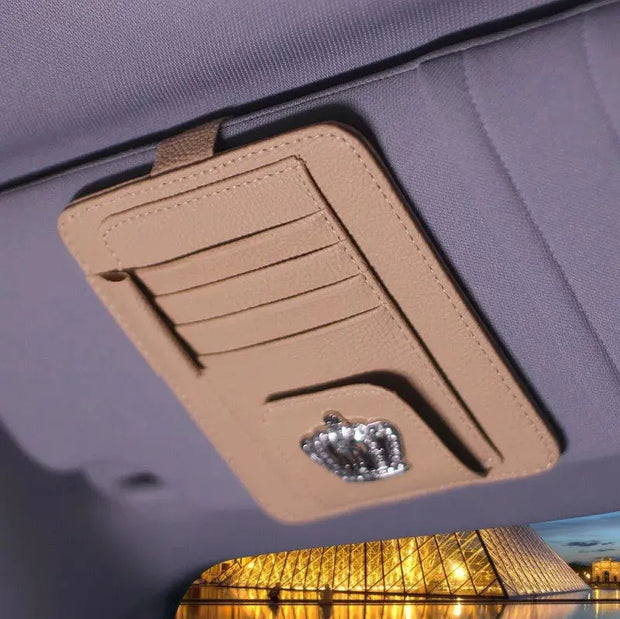 Organiseur Pare-Soleil Auto Bling Avec Couronne - ConfortVoiture.fr