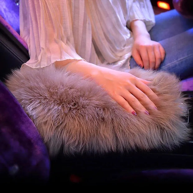 Couvre-Console En Laine Sherpa Véritable Pour Voiture - ConfortVoiture.fr