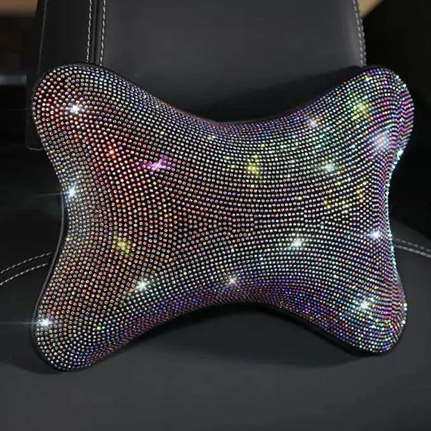 Coussin Appui-Tête Voiture Multicolore Cristal Bling - ConfortVoiture.fr