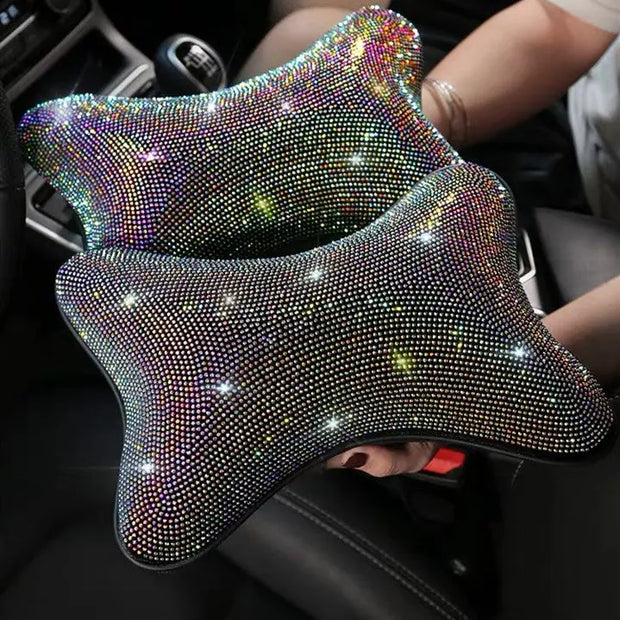 Coussin Appui-Tête Voiture Multicolore Cristal Bling - ConfortVoiture.fr