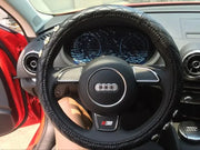 Housse De Volant Noir En Cuir Avec Motif Marguerite - ConfortVoiture.fr