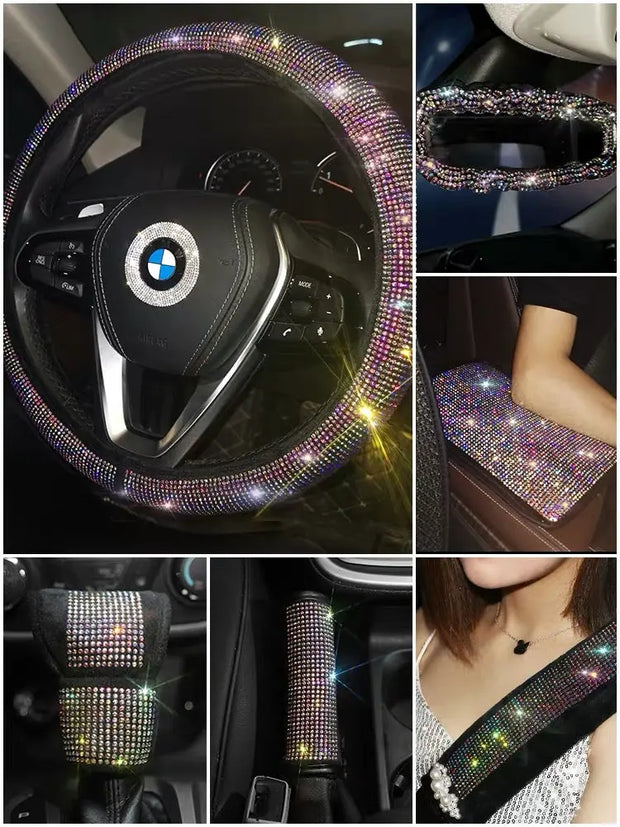 Accessoires De Voiture Bling Cristal Avec Couvre-Volant - ConfortVoiture.fr
