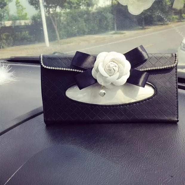 Organiseur Pare-Soleil Pour Mouchoirs Motif Camélia - ConfortVoiture.fr