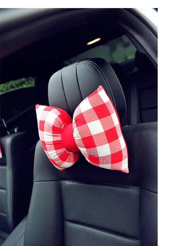 Appui-Tête Voiture En Forme De Nœud Papillon Rouge Blanc - ConfortVoiture.fr