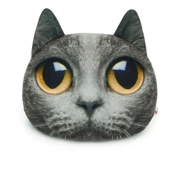 Coussin Appuie-Tête Chat Gris - ConfortVoiture.fr