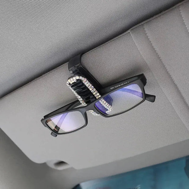Porte-Lunettes Pare-Soleil Strass Étincelants Pour Voiture - ConfortVoiture.fr