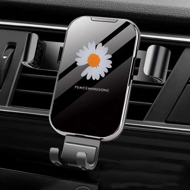 Support Téléphone Ventilation Voiture Motif Floral Daisy - ConfortVoiture.fr