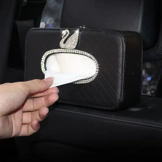 Boîte À Mouchoirs De Siège Arrière Auto Avec Cygne Cristal - ConfortVoiture.fr