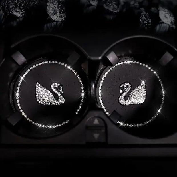 Repose-Gobelet Avec Couvre-Fente Cristal Forme Cygne (Paire) - ConfortVoiture.fr