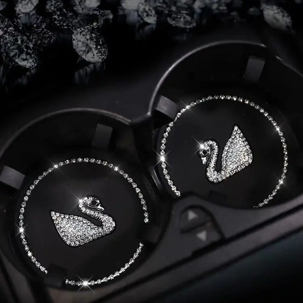 Repose-Gobelet Avec Couvre-Fente Cristal Forme Cygne (Paire) - ConfortVoiture.fr