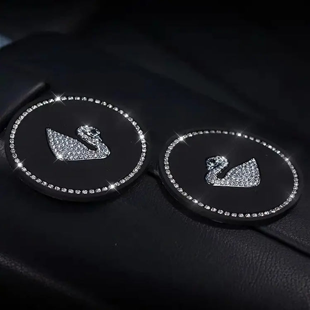 Repose-Gobelet Avec Couvre-Fente Cristal Forme Cygne (Paire) - ConfortVoiture.fr