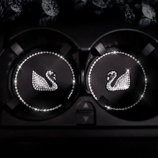 Repose-Gobelet Avec Couvre-Fente Cristal Forme Cygne (Paire) - ConfortVoiture.fr