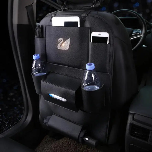 Organiseur De Siège Arrière Girly Avec Cygne Strass - ConfortVoiture.fr