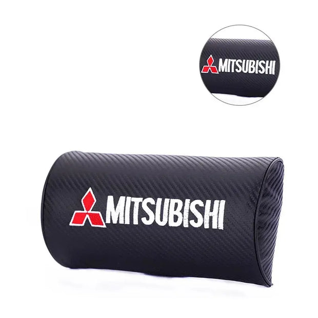 Coussin Appui-Tête Mitsubishi Motif Fibre De Carbone - ConfortVoiture.fr