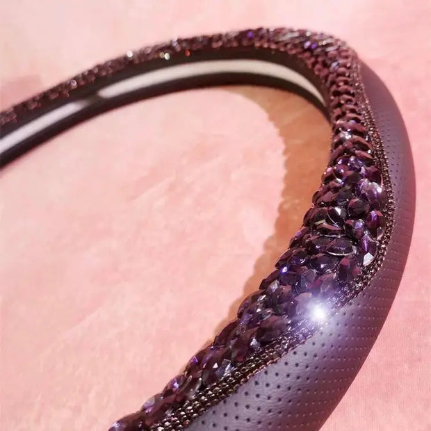 Housse De Volant Luxueuse Avec Améthyste Cabochon - ConfortVoiture.fr
