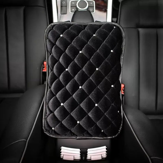 Couvre-Console De Voiture En Velours Noir Avec Strass - ConfortVoiture.fr