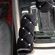 Couvre-Frein À Main Et Levier De Vitesse Velours Noir - ConfortVoiture.fr