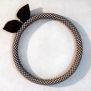 Housse De Volant En Coton Motif Damier Avec Nœud - ConfortVoiture.fr