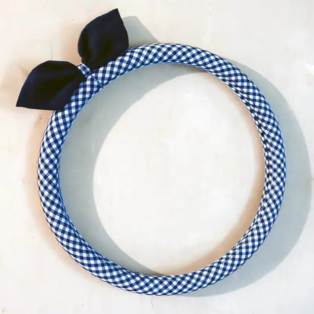 Housse De Volant En Coton Motif Damier Avec Nœud - ConfortVoiture.fr