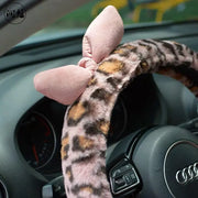 Housse De Volant Imprimé Léopard Rose Douce Et Moelleuse - ConfortVoiture.fr