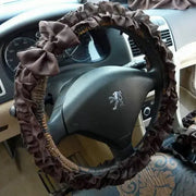 Housse De Volant Dentelle Chenille Avec Noeud - ConfortVoiture.fr