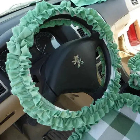 Housse De Volant Dentelle Chenille Avec Noeud - ConfortVoiture.fr