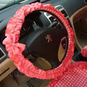 Housse De Volant Dentelle Chenille Avec Noeud - ConfortVoiture.fr