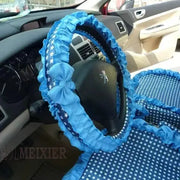 Housse De Volant Dentelle Chenille Avec Noeud - ConfortVoiture.fr