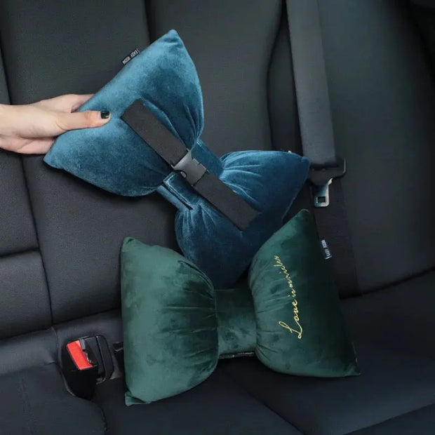 Coussin Appuie-Tête Voiture Velours Soyeux Forme De Noeud - ConfortVoiture.fr