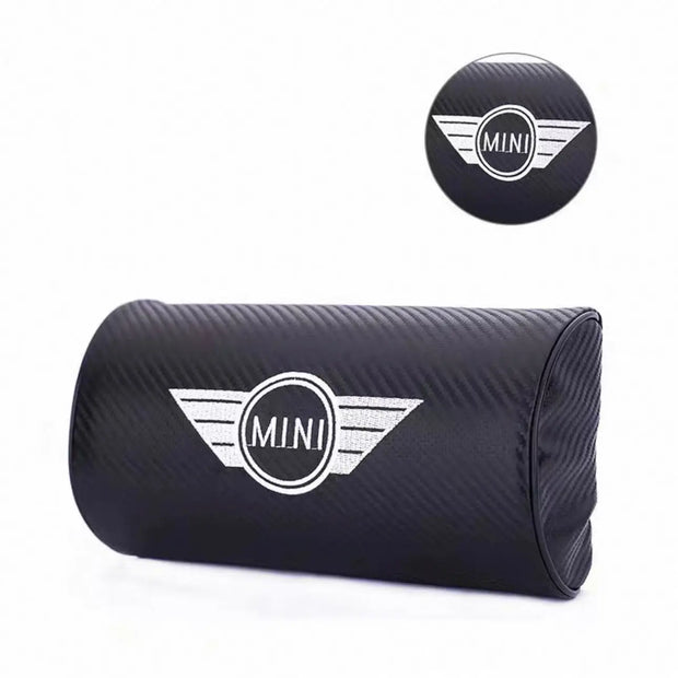 Coussin Appui-Tête Cylindrique Mini Cooper Motif Carbone - ConfortVoiture.fr