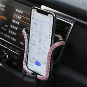 Support Téléphone Voiture Strass Rose Pour Grille d'Aération - ConfortVoiture.fr