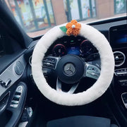 Housse De Volant Fourrure Blanche Parfaite Pour L'Hiver - ConfortVoiture.fr