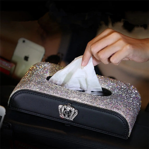 Boîte À Mouchoirs Tableau De Bord Cristal Avec Couronne - ConfortVoiture.fr