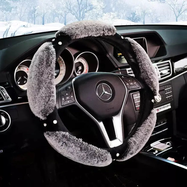 Housse De Volant Fluffy Pour Hiver Douillet Et Chaleureux - ConfortVoiture.fr