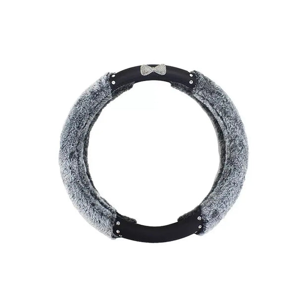 Housse De Volant Moelleuse Pour Hiver Avec Nœud Étincelant - ConfortVoiture.fr