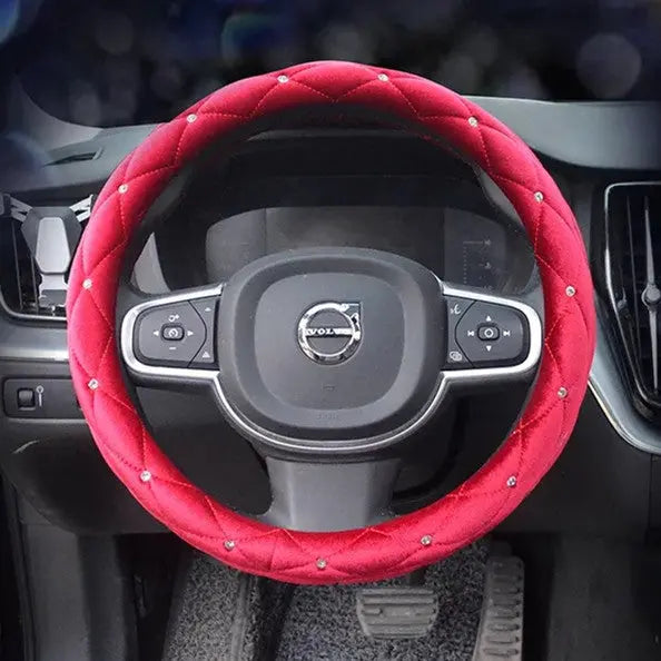 Housse De Volant Velours Doux Avec Strass Décoratifs - ConfortVoiture.fr