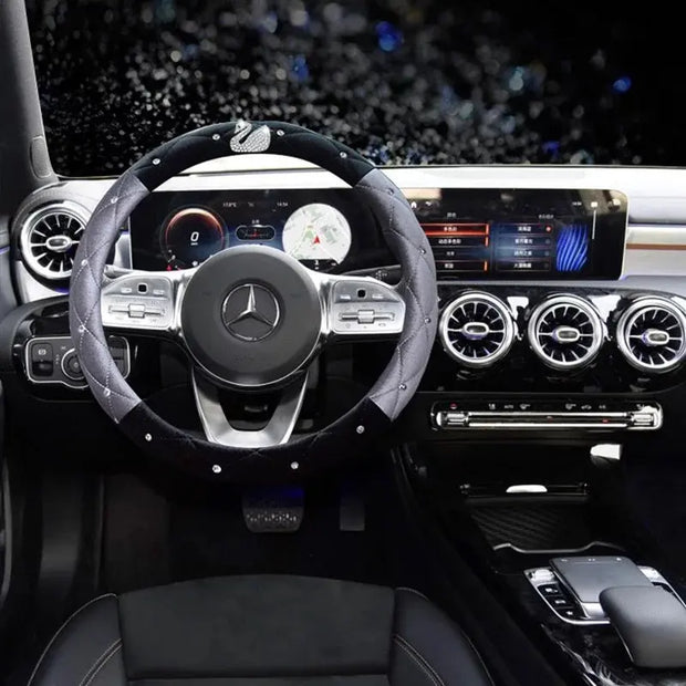 Housse De Volant Velours Doux Avec Cygne Brillant - ConfortVoiture.fr