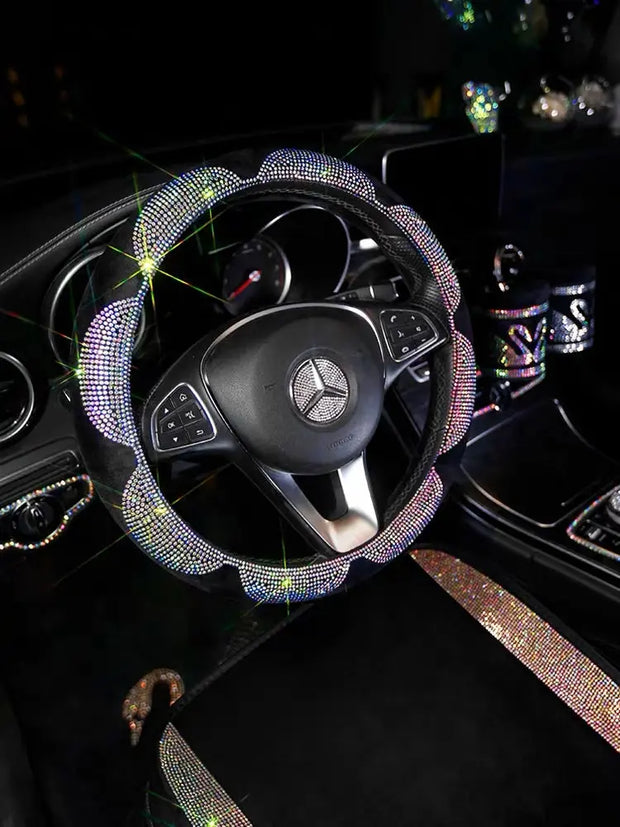 Housse De Volant Strass Fleur Scintillante - ConfortVoiture.fr