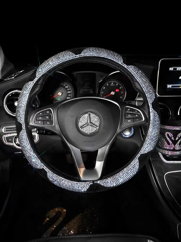 Housse De Volant Strass Fleur Scintillante - ConfortVoiture.fr