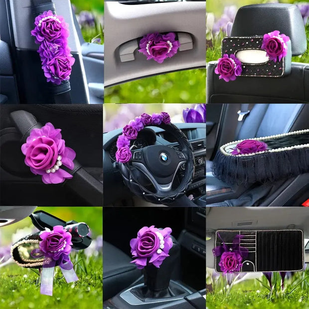 Organiseur De Voiture Fille Avec Boîte À Mouchoirs Violette - ConfortVoiture.fr