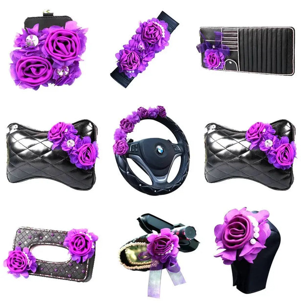 Organiseur De Voiture Fille Avec Boîte À Mouchoirs Violette - ConfortVoiture.fr