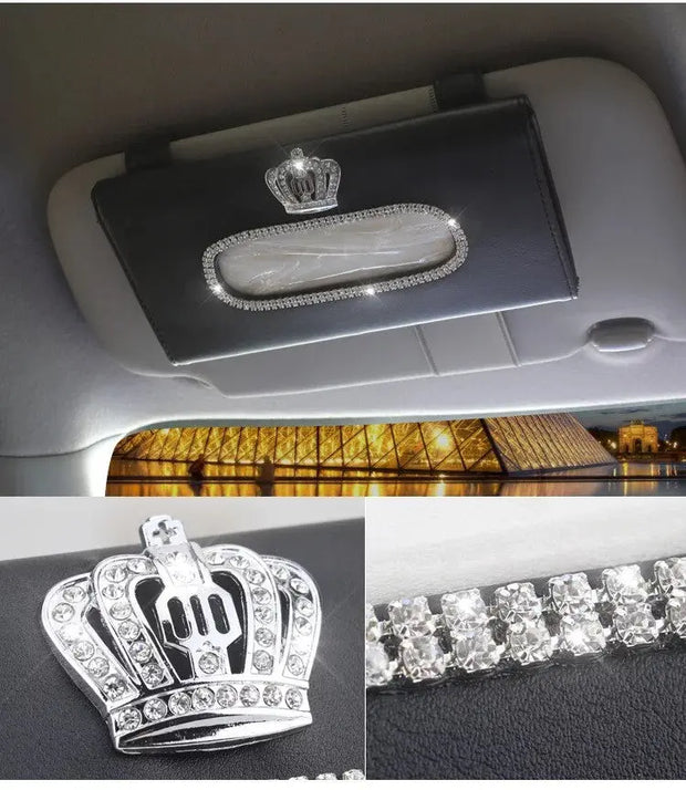 Boîte À Mouchoirs Pare-Soleil Avec Couronne Brillante - ConfortVoiture.fr