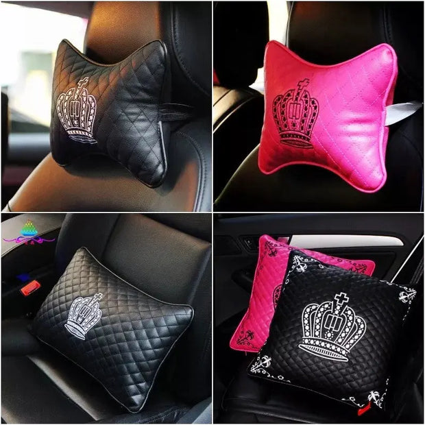 Coussin Appui-Tête Voiture En Similicuir Vegan Forme Os - ConfortVoiture.fr