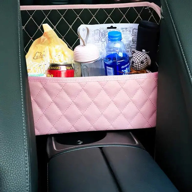 Porte-Sac Entre Sièges De Voiture Rose Avec Fleur - ConfortVoiture.fr