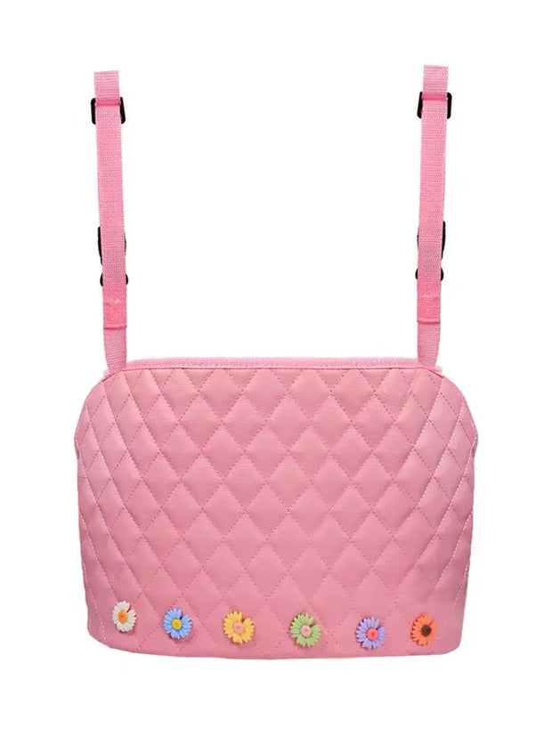 Porte-Sac Entre Sièges De Voiture Rose Avec Fleur - ConfortVoiture.fr