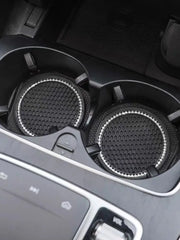 Repose-Gobelet Étincelant Avec Sous-Verres - Rose Et Noir - ConfortVoiture.fr